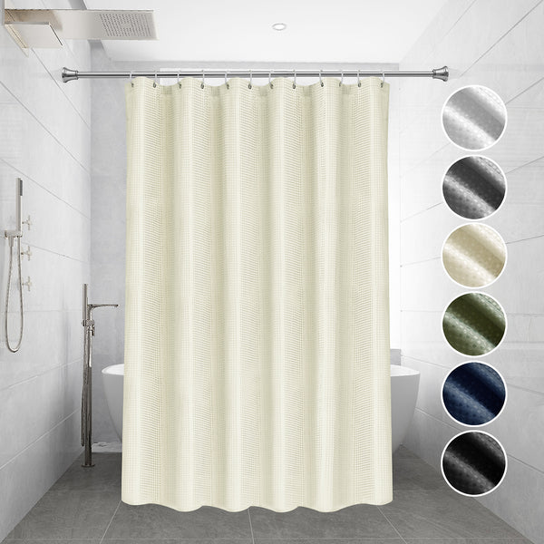 Loft97 BL7XX Waffle Weave Shower Curtain for Bathroom, 120 GSM Weighted Polyester Bath Curtain (71" W _ 71" H)