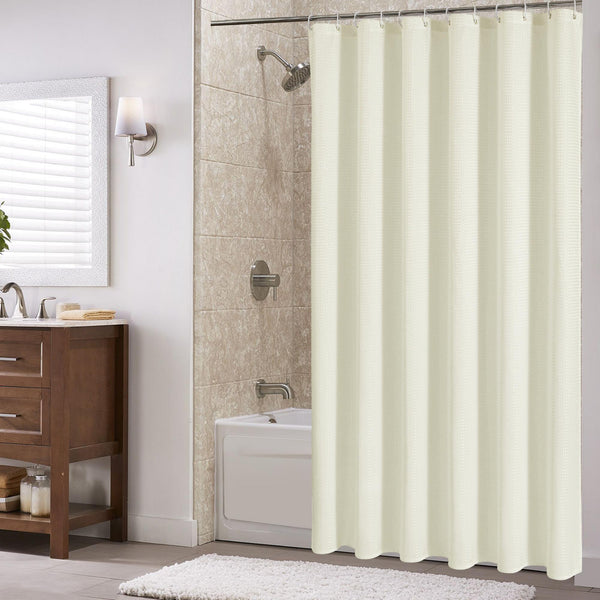 Loft97 BL7XX Waffle Weave Shower Curtain for Bathroom, 120 GSM Weighted Polyester Bath Curtain (71" W _ 71" H)