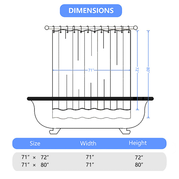 Loft97 BL7XX Waffle Weave Shower Curtain for Bathroom, 120 GSM Weighted Polyester Bath Curtain (71" W _ 71" H)