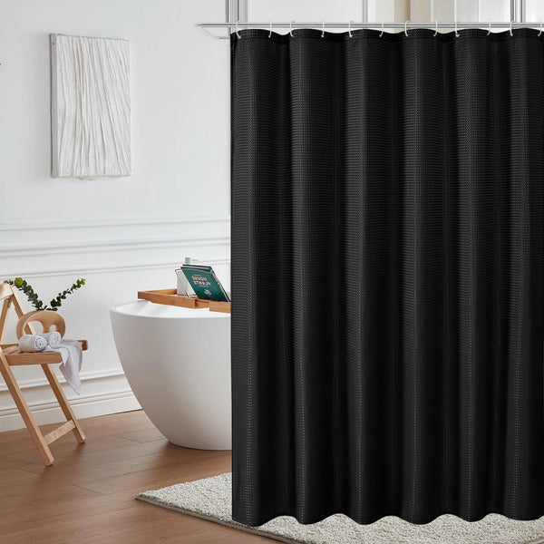 Loft97 BL7XX Waffle Weave Shower Curtain for Bathroom, 120 GSM Weighted Polyester Bath Curtain (71" W _ 71" H)
