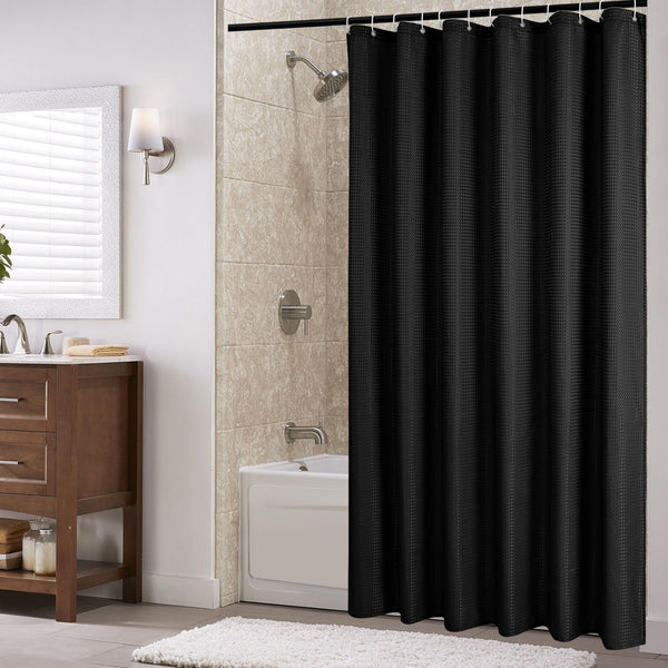 Loft97 BL7XX Waffle Weave Shower Curtain for Bathroom, 120 GSM Weighted Polyester Bath Curtain (71" W _ 71" H)