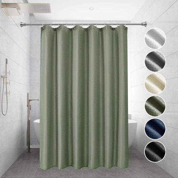 Loft97 BL7XX Waffle Weave Shower Curtain for Bathroom, 120 GSM Weighted Polyester Bath Curtain (71" W _ 71" H)
