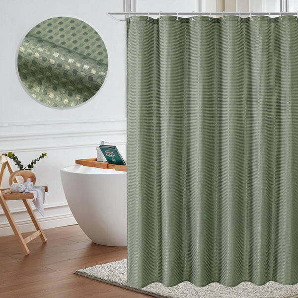 Loft97 BL7XX Waffle Weave Shower Curtain for Bathroom, 120 GSM Weighted Polyester Bath Curtain (71" W _ 71" H)