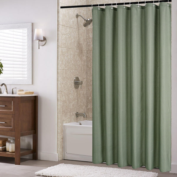 Loft97 BL7XX Waffle Weave Shower Curtain for Bathroom, 120 GSM Weighted Polyester Bath Curtain (71" W _ 71" H)