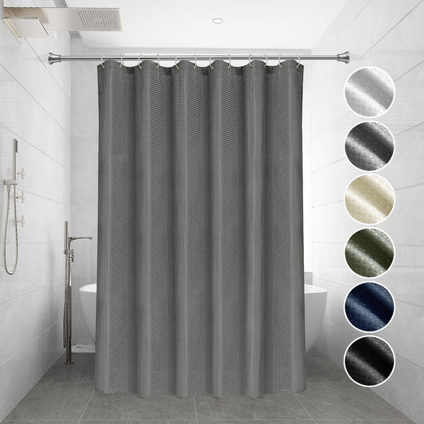 Loft97 BL7XX Waffle Weave Shower Curtain for Bathroom, 120 GSM Weighted Polyester Bath Curtain (71" W _ 71" H)