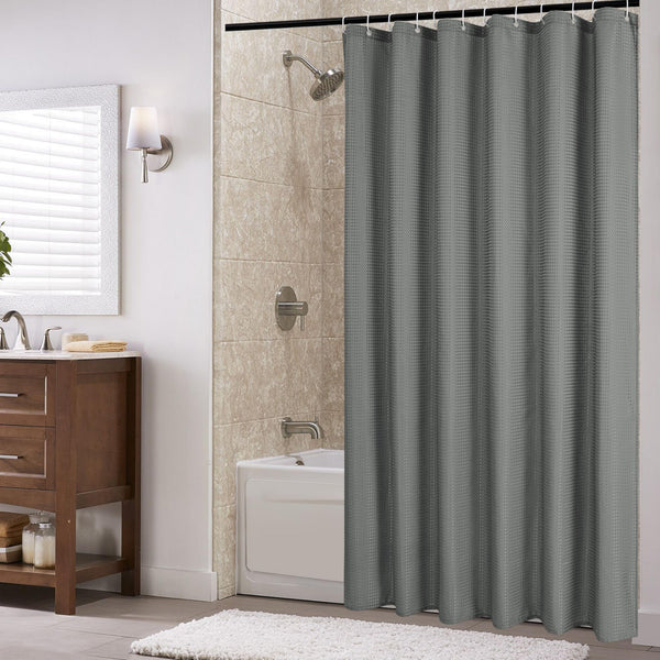 Loft97 BL7XX Waffle Weave Shower Curtain for Bathroom, 120 GSM Weighted Polyester Bath Curtain (71" W _ 71" H)