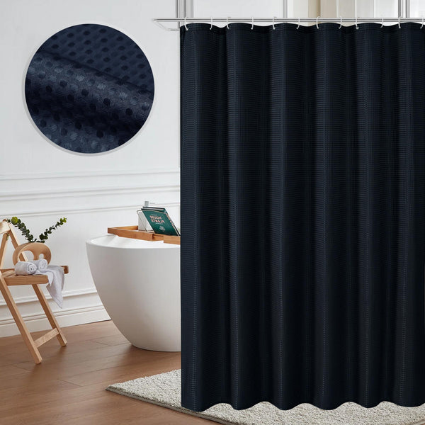 Loft97 BL7XX Waffle Weave Shower Curtain for Bathroom, 120 GSM Weighted Polyester Bath Curtain (71" W _ 71" H)