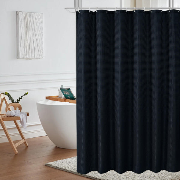 Loft97 BL7XX Waffle Weave Shower Curtain for Bathroom, 120 GSM Weighted Polyester Bath Curtain (71" W _ 71" H)