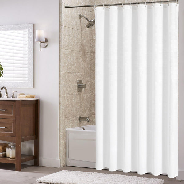 Loft97 BL7XX Waffle Weave Shower Curtain for Bathroom, 120 GSM Weighted Polyester Bath Curtain (71" W _ 71" H)