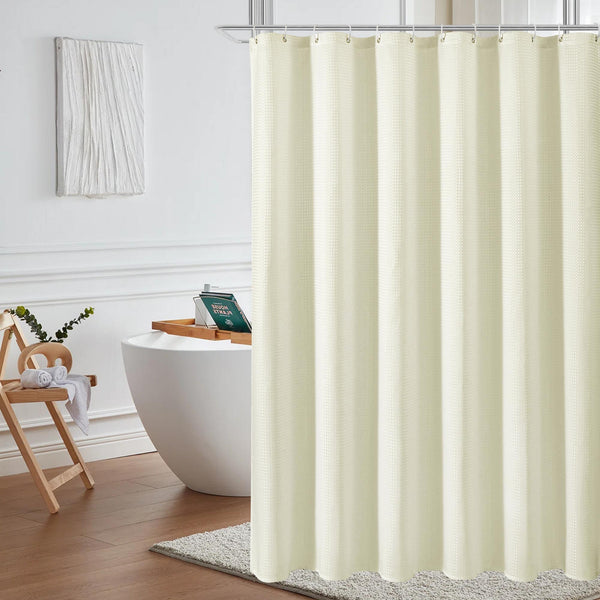Loft97 BL8XX Waffle Weave Shower Curtain for Bathroom, 120 GSM Weighted Polyester Bath Curtain  (71" W _ 79" H)