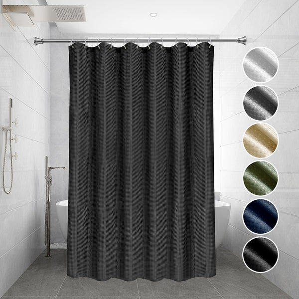 Loft97 BL8XX Waffle Weave Shower Curtain for Bathroom, 120 GSM Weighted Polyester Bath Curtain  (71" W _ 79" H)