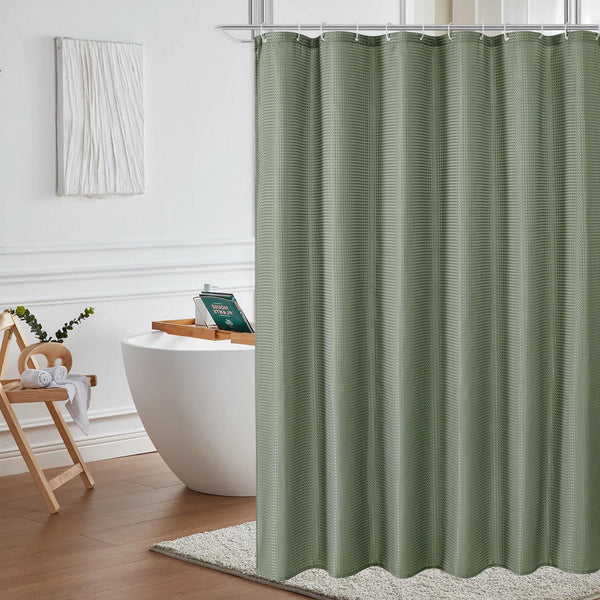 Loft97 BL8XX Waffle Weave Shower Curtain for Bathroom, 120 GSM Weighted Polyester Bath Curtain  (71" W _ 79" H)