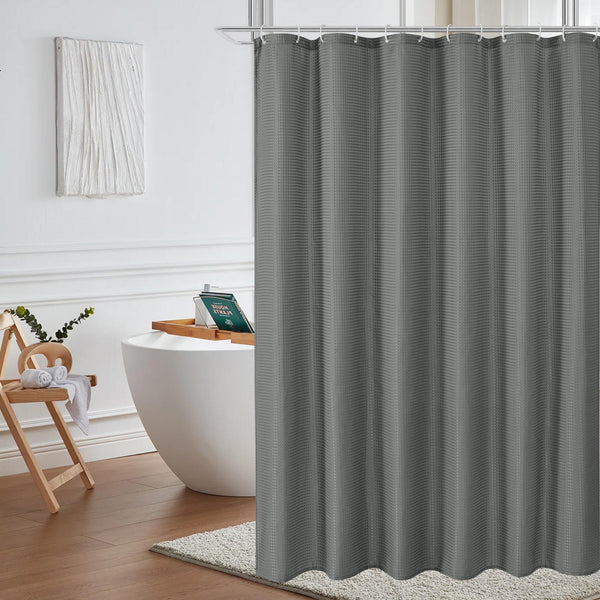 Loft97 BL8XX Waffle Weave Shower Curtain for Bathroom, 120 GSM Weighted Polyester Bath Curtain  (71" W _ 79" H)