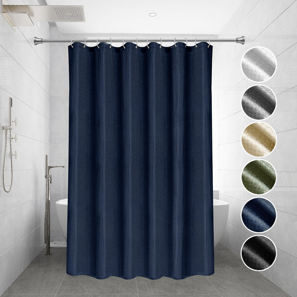 Loft97 BL8XX Waffle Weave Shower Curtain for Bathroom, 120 GSM Weighted Polyester Bath Curtain  (71" W _ 79" H)