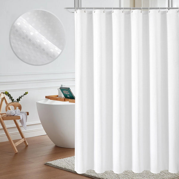 Loft97 BL8XX Waffle Weave Shower Curtain for Bathroom, 120 GSM Weighted Polyester Bath Curtain  (71" W _ 79" H)