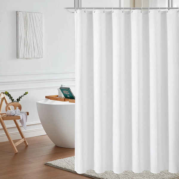 Loft97 BL8XX Waffle Weave Shower Curtain for Bathroom, 120 GSM Weighted Polyester Bath Curtain  (71" W _ 79" H)