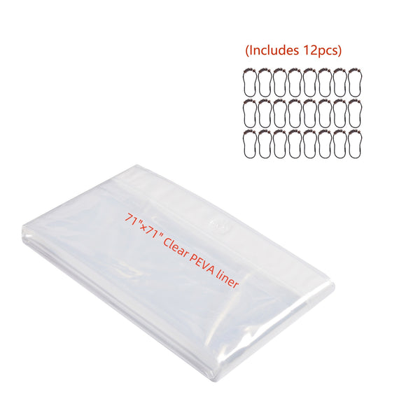 Loft97 BL9XX 3G 71x71inch Clear PEVA Shower Liner - Clear Shower Curtain Liner, PEVA Shower Curtains & Bathroom Curtain Liner, with Stainless Steel Double Shower Hooks