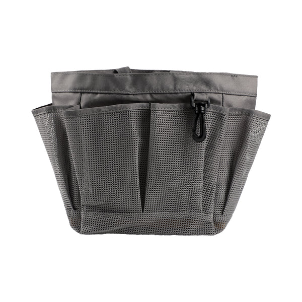Loft97 CC9XX Mesh Portable Shower Caddy - Quick Dry Shower Tote Bag, Bathroom Organizer Bag with a Large Main Storage Area and 6 Large Pockets - Includes Shower Liner and Shower Hooks - Gray