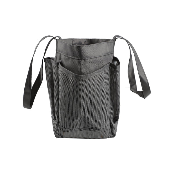 Loft97 CC9XX Mesh Portable Shower Caddy - Quick Dry Shower Tote Bag, Bathroom Organizer Bag with a Large Main Storage Area and 6 Large Pockets - Includes Shower Liner and Shower Hooks - Gray