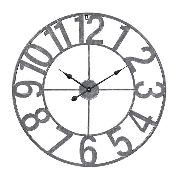 Loft97 CL23WW/CL23BK/CL0023PAGY014 Manhattan Industrial Wall Clock - Large Wall Clock, Big Clocks For Living Room Decor Or Dining Room Decor, Decorative Wall Clocks, Iron Wall Decor, Metal Wall Clock, Analog, 30"