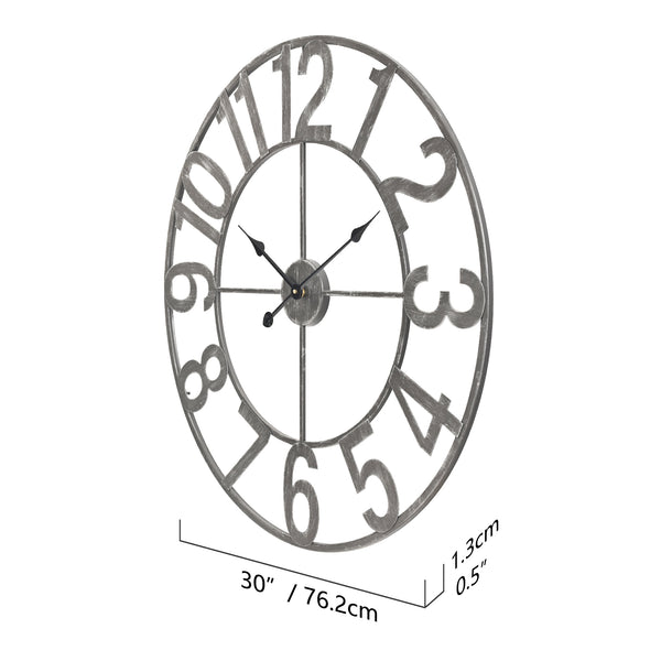 Loft97 CL23WW/CL23BK/CL0023PAGY014 Manhattan Industrial Wall Clock - Large Wall Clock, Big Clocks For Living Room Decor Or Dining Room Decor, Decorative Wall Clocks, Iron Wall Decor, Metal Wall Clock, Analog, 30"