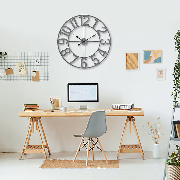 Loft97 CL23WW/CL23BK/CL0023PAGY014 Manhattan Industrial Wall Clock - Large Wall Clock, Big Clocks For Living Room Decor Or Dining Room Decor, Decorative Wall Clocks, Iron Wall Decor, Metal Wall Clock, Analog, 30"
