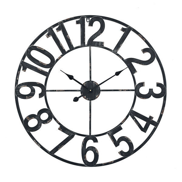 Loft97 CL23WW/CL23BK/CL0023PAGY014 Manhattan Industrial Wall Clock - Large Wall Clock, Big Clocks For Living Room Decor Or Dining Room Decor, Decorative Wall Clocks, Iron Wall Decor, Metal Wall Clock, Analog, 30"