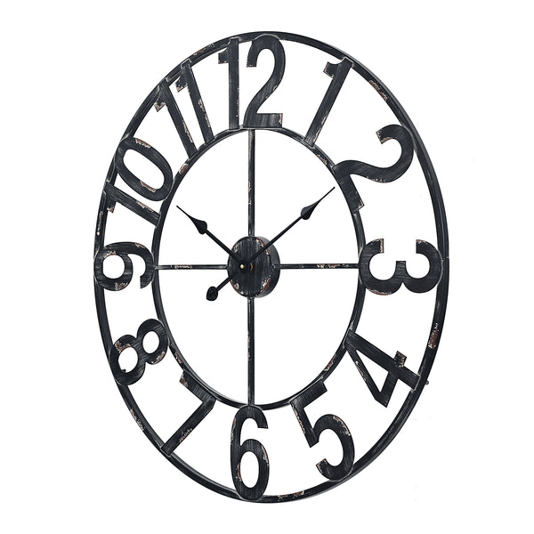 Loft97 CL23WW/CL23BK/CL0023PAGY014 Manhattan Industrial Wall Clock - Large Wall Clock, Big Clocks For Living Room Decor Or Dining Room Decor, Decorative Wall Clocks, Iron Wall Decor, Metal Wall Clock, Analog, 30"