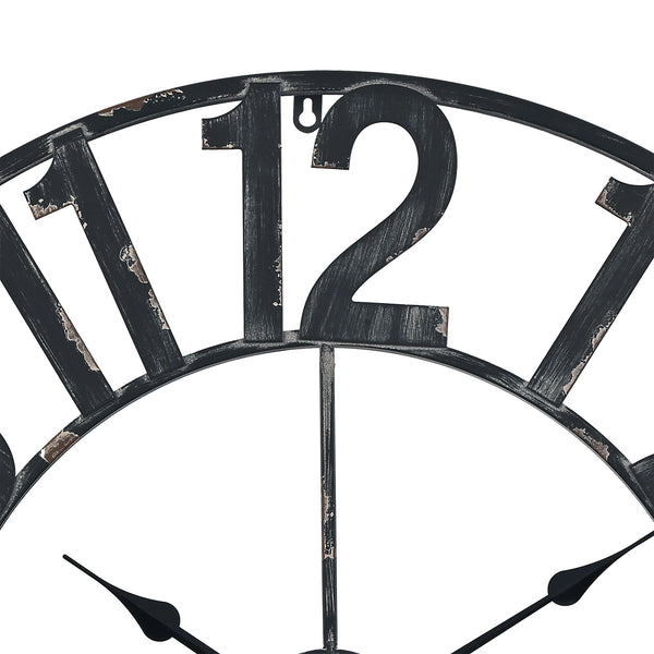 Loft97 CL23WW/CL23BK/CL0023PAGY014 Manhattan Industrial Wall Clock - Large Wall Clock, Big Clocks For Living Room Decor Or Dining Room Decor, Decorative Wall Clocks, Iron Wall Decor, Metal Wall Clock, Analog, 30"