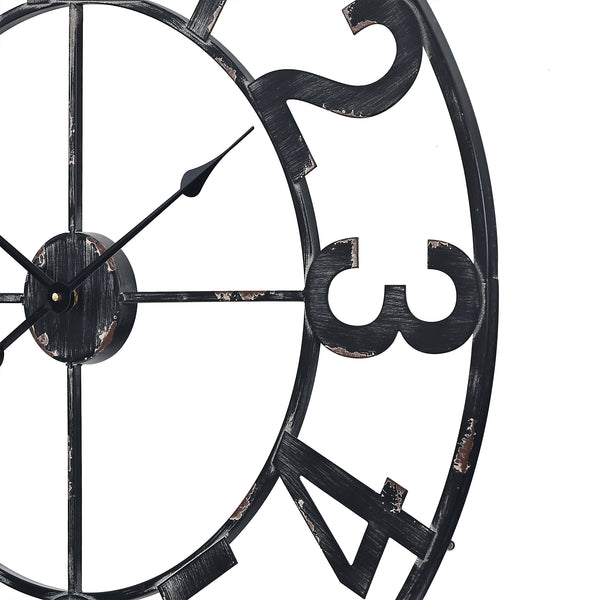 Loft97 CL23WW/CL23BK/CL0023PAGY014 Manhattan Industrial Wall Clock - Large Wall Clock, Big Clocks For Living Room Decor Or Dining Room Decor, Decorative Wall Clocks, Iron Wall Decor, Metal Wall Clock, Analog, 30"