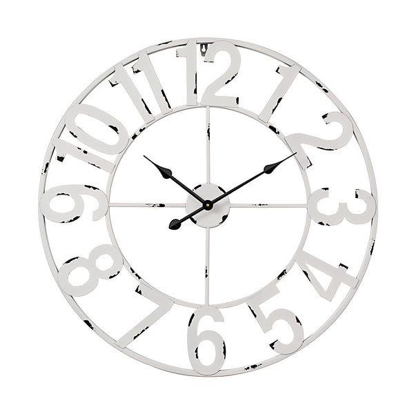 Loft97 CL23WW/CL23BK/CL0023PAGY014 Manhattan Industrial Wall Clock - Large Wall Clock, Big Clocks For Living Room Decor Or Dining Room Decor, Decorative Wall Clocks, Iron Wall Decor, Metal Wall Clock, Analog, 30"