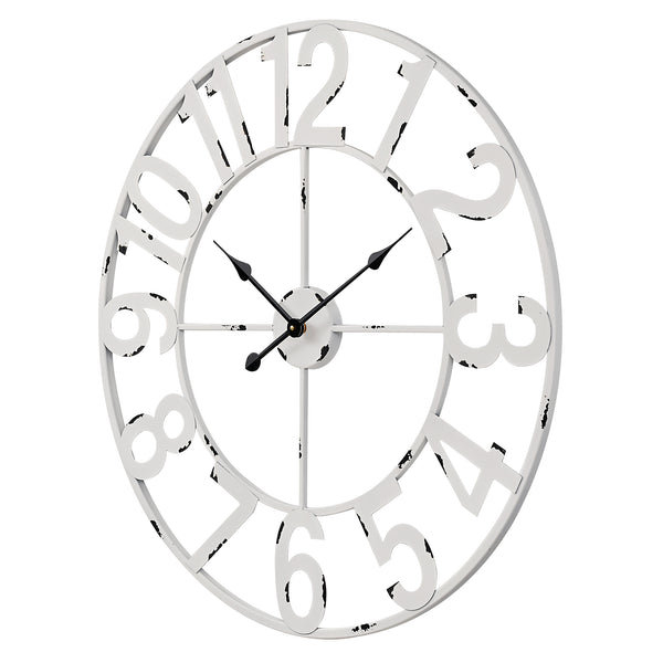 Loft97 CL23WW/CL23BK/CL0023PAGY014 Manhattan Industrial Wall Clock - Large Wall Clock, Big Clocks For Living Room Decor Or Dining Room Decor, Decorative Wall Clocks, Iron Wall Decor, Metal Wall Clock, Analog, 30"