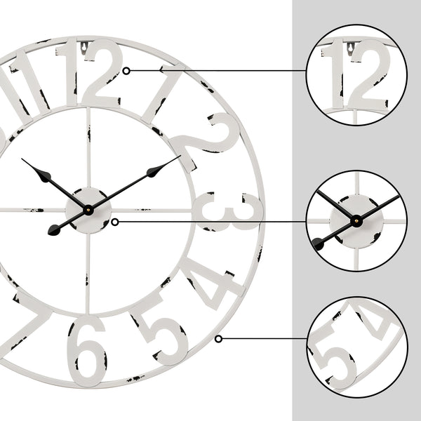 Loft97 CL23WW/CL23BK/CL0023PAGY014 Manhattan Industrial Wall Clock - Large Wall Clock, Big Clocks For Living Room Decor Or Dining Room Decor, Decorative Wall Clocks, Iron Wall Decor, Metal Wall Clock, Analog, 30"