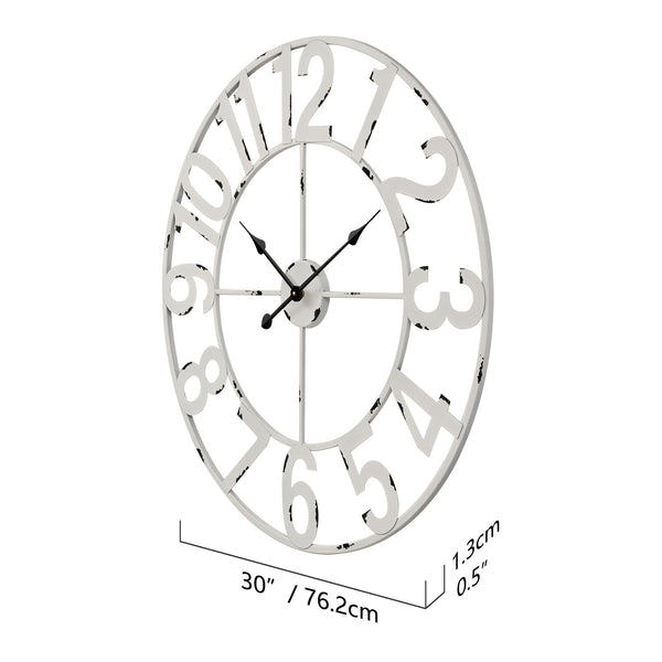 Loft97 CL23WW/CL23BK/CL0023PAGY014 Manhattan Industrial Wall Clock - Large Wall Clock, Big Clocks For Living Room Decor Or Dining Room Decor, Decorative Wall Clocks, Iron Wall Decor, Metal Wall Clock, Analog, 30"
