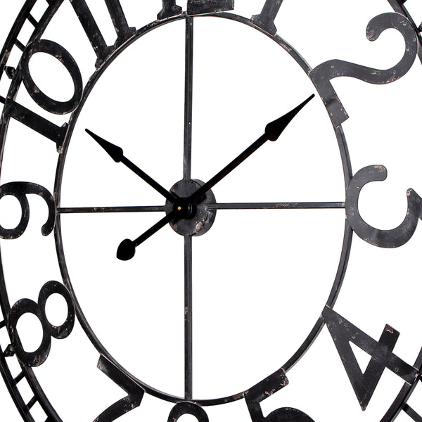 Loft97 CL56BK Manhattan Industrial Wall Clock - Large Wall Clock, Big Clocks For Living Room Decor Or Dining Room Decor, Decorative Wall Clocks, Iron Wall Decor, Metal Wall Clock (43.5" Analog, Black)