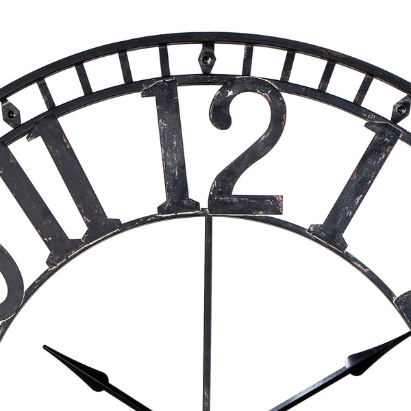 Loft97 CL56BK Manhattan Industrial Wall Clock - Large Wall Clock, Big Clocks For Living Room Decor Or Dining Room Decor, Decorative Wall Clocks, Iron Wall Decor, Metal Wall Clock (43.5" Analog, Black)