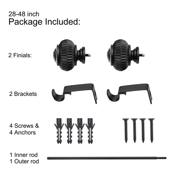 Loft97 D11XX Wall Mounted 3/4 Inch Curtain Rod - Curtain Rods For Windows, Adjustable Drapery Rods, Curtain Rods, Bedroom & Living Room Decorative Curtain Rods, Tapestry Poles