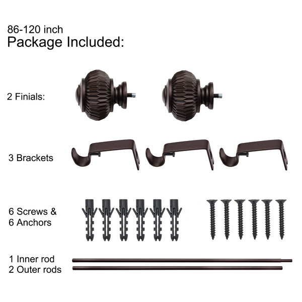 Loft97 D11XX Wall Mounted 3/4 Inch Curtain Rod - Curtain Rods For Windows, Adjustable Drapery Rods, Curtain Rods, Bedroom & Living Room Decorative Curtain Rods, Tapestry Poles