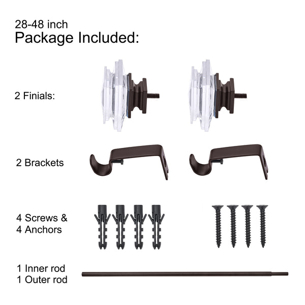 LOFT97 D132/4/8XX Wall Mounted 3/4 Inch Curtain Rod - Curtain Rods Adjustable Drapery Rods, Bedroom & Living Room Decorative Curtain Rods, Tapestry Poles