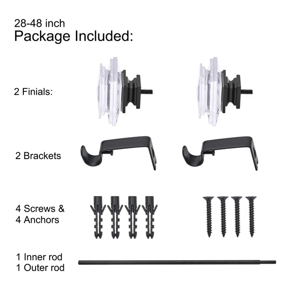 LOFT97 D132/4/8XX Wall Mounted 3/4 Inch Curtain Rod - Curtain Rods Adjustable Drapery Rods, Bedroom & Living Room Decorative Curtain Rods, Tapestry Poles