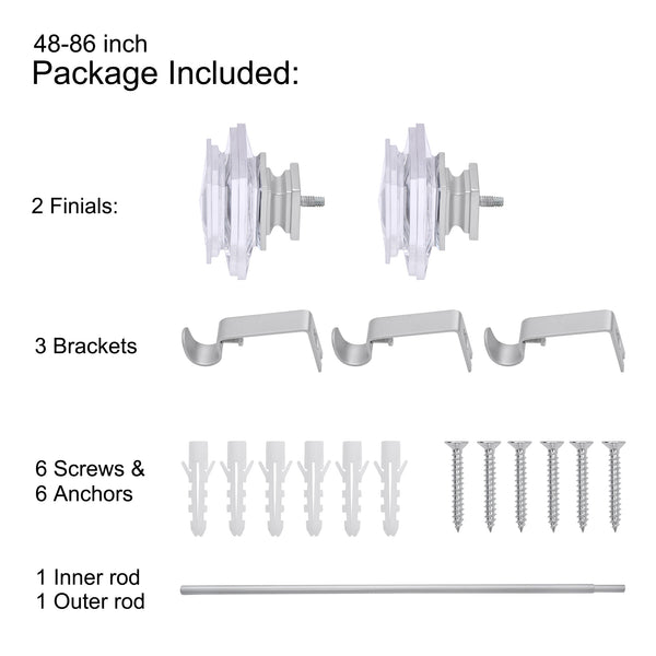 LOFT97 D132/4/8XX Wall Mounted 3/4 Inch Curtain Rod - Curtain Rods Adjustable Drapery Rods, Bedroom & Living Room Decorative Curtain Rods, Tapestry Poles