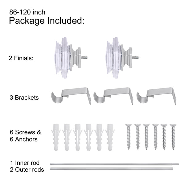 LOFT97 D132/4/8XX Wall Mounted 3/4 Inch Curtain Rod - Curtain Rods Adjustable Drapery Rods, Bedroom & Living Room Decorative Curtain Rods, Tapestry Poles