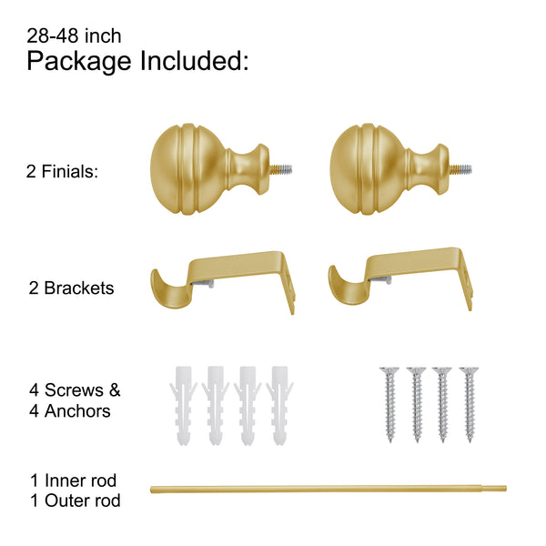 LOFT97 D142/4/8XX Wall Mounted 5/8 Inch Curtain Rod - Curtain Rods Adjustable Drapery Rods, Bedroom & Living Room Decorative Curtain Rods, Tapestry Poles