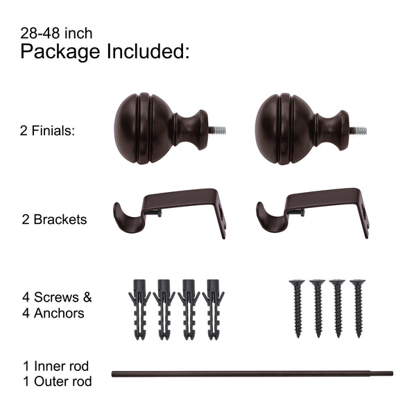 LOFT97 D142/4/8XX Wall Mounted 5/8 Inch Curtain Rod - Curtain Rods Adjustable Drapery Rods, Bedroom & Living Room Decorative Curtain Rods, Tapestry Poles