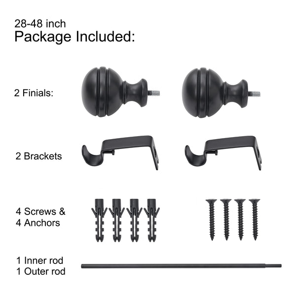 LOFT97 D142/4/8XX Wall Mounted 5/8 Inch Curtain Rod - Curtain Rods Adjustable Drapery Rods, Bedroom & Living Room Decorative Curtain Rods, Tapestry Poles