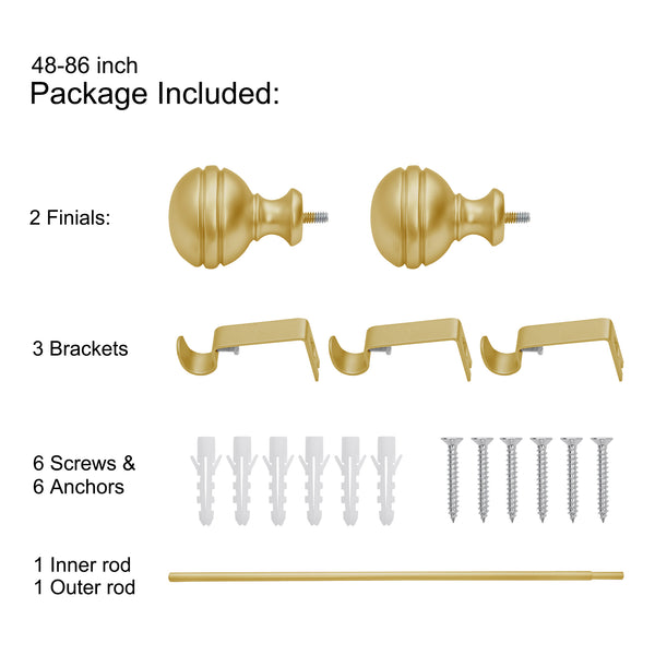 LOFT97 D142/4/8XX Wall Mounted 5/8 Inch Curtain Rod - Curtain Rods Adjustable Drapery Rods, Bedroom & Living Room Decorative Curtain Rods, Tapestry Poles