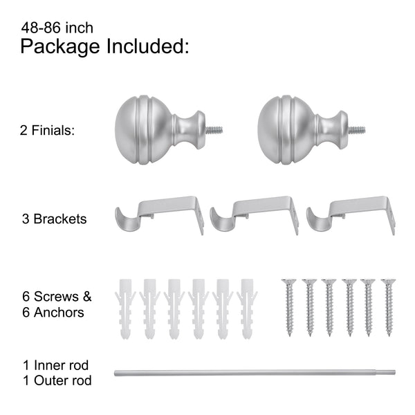 LOFT97 D142/4/8XX Wall Mounted 5/8 Inch Curtain Rod - Curtain Rods Adjustable Drapery Rods, Bedroom & Living Room Decorative Curtain Rods, Tapestry Poles
