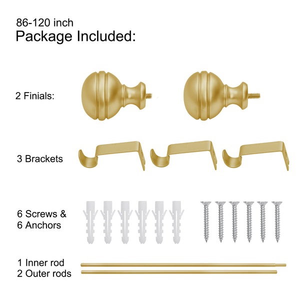 LOFT97 D142/4/8XX Wall Mounted 5/8 Inch Curtain Rod - Curtain Rods Adjustable Drapery Rods, Bedroom & Living Room Decorative Curtain Rods, Tapestry Poles