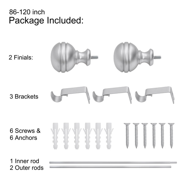 LOFT97 D142/4/8XX Wall Mounted 5/8 Inch Curtain Rod - Curtain Rods Adjustable Drapery Rods, Bedroom & Living Room Decorative Curtain Rods, Tapestry Poles