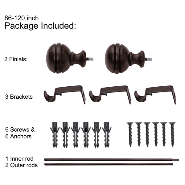 LOFT97 D142/4/8XX Wall Mounted 5/8 Inch Curtain Rod - Curtain Rods Adjustable Drapery Rods, Bedroom & Living Room Decorative Curtain Rods, Tapestry Poles